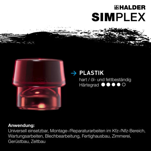 HALDER SIMPLEX-Schonhämmer Plastik / Weichmetall; mit Tempergussgehäuse und hochwertigem Holzstiel EH 3069